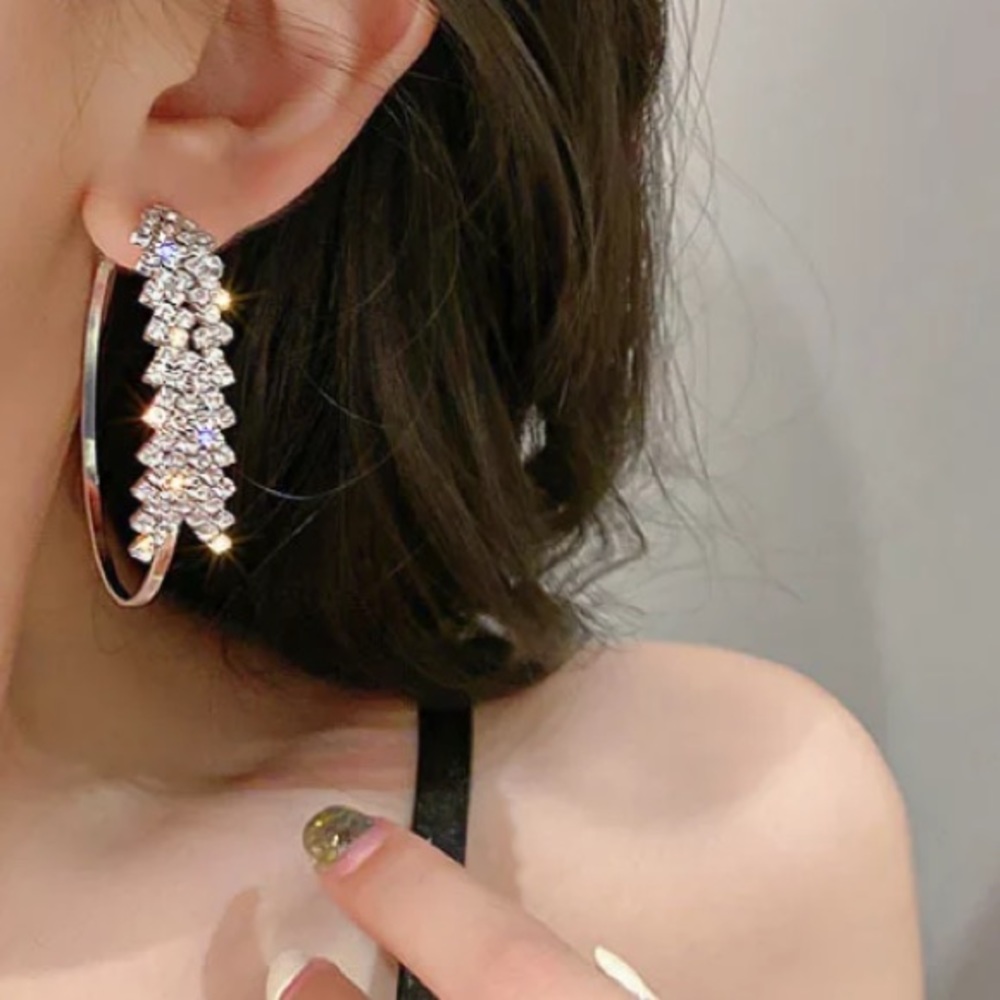 New 18k gold plated diamond luxury earrings
